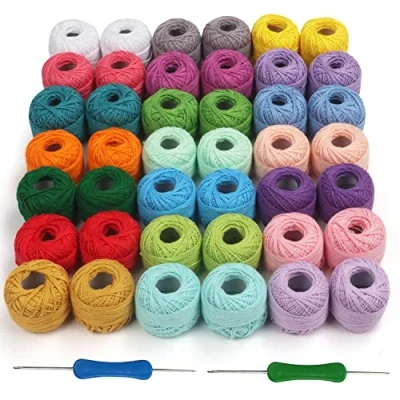 Image of Kurtzy Cotton Yarn for Crochet (42 Pack) Colourful 10g Balls Wool Knitting 2520m/2755 Yards of Thread/Amigurumi