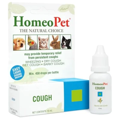 Image of HomeoPet Cough, Natural Cough Supplement for Dogs, Cats, and Other Pets, Safe Gentle Medicine, 15 Milliliters