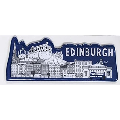 Image of Scotland Scottish PU Fridge Magnet Lion Rampant Tartan 3D Epoxy Thistle Edinburgh (Long Skyline)
