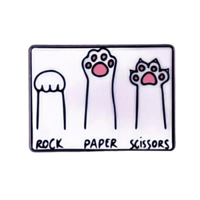 Image of Rock Paper Scissors Cat Paw Enamel Pin Cute Cartoon Metal Broches for Women Badge Shirts Clothes Accessories Gift Lovers
