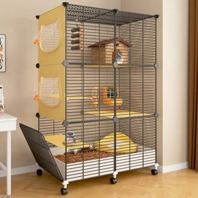 Image of CYQQRDZSW 3 Tier Small Animal Cages for Adult Rats Ferret Chinchilla Guinea Pig Large Hamster Indoor Cage