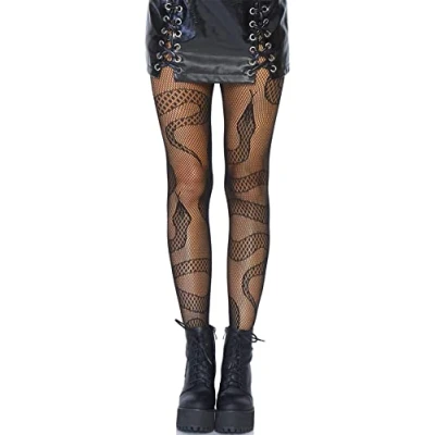 Image of Leg Avenue Women Dark Alternative Animal Fishnet Tights, Snake, 1X