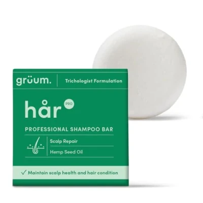 Image of grüum Scalp Repair Shampoo Bar 50g Bars for Hair Up to 60 Washes Soap Plastic Free Vegan Men &amp; Women Paraben Sensitive, Dry Flaky