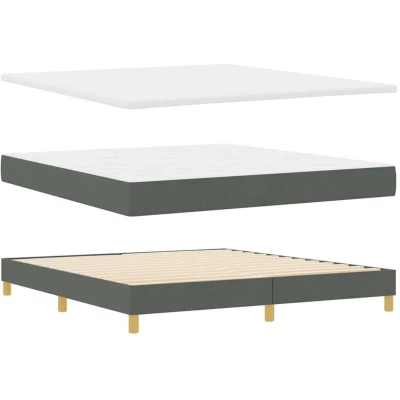 Image of vidaXL Box Spring Bed with Mattress Dark Grey, 180x200 cm, Fabric