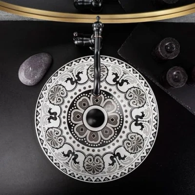 Image of REA U7500 Bathroom Sink Made of Ceramic Etno Pattern U7500,