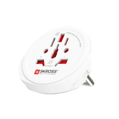 Image of SKROSS Country Travel Adapter World to Europe, Universal Plug for European Sockets, Swiss Engineered Power (White)