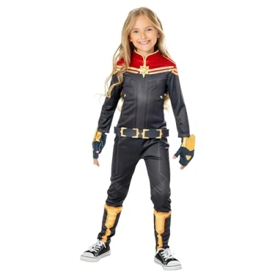 Image of Rubie&#039;s 3016653 4000 Captain Marvel Deluxe Costume Kids Fancy Dress, Girls, Multi, 3 4 Years