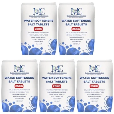 Image of MAC 25 Kg Salt Tablets Water Softener Food Grade Compatible to All Machines 100% Genuine British Tablet, Tablet of Premium (5 bags)