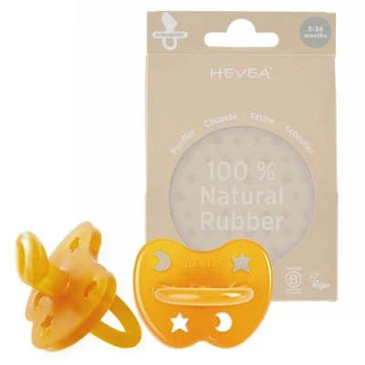 Image of HEVEA Natural Rubber Pacifier Orthodontic 3 36 Months Hygienic One Piece Design for Newborns to Toddlers, BPA Free, Soft &amp; Durable 2 Pack (Natural)
