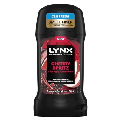 Image of Lynx Fine Fragrance Collection Cherry Spritz Anti Perspirant Stick Men&#039;s Deodorant 50 ml