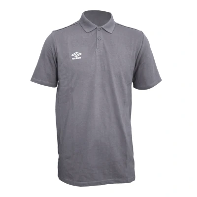 Image of Umbro Mens Essential Polo Shirt (Carbon/White) Dark Grey Size 2XL