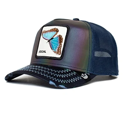Image of Goorin Bros. The Farm Kaleidoscope Collection Unisex Adjustable Trucker Cap, Blue (Soirees for Days), One Size