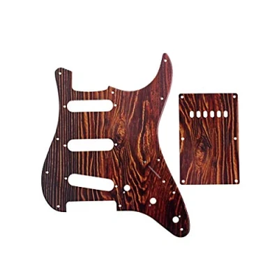 Image of Alnicov Pickguard SSS Guitar Pick Guard Back Plate For Standard Replacement,Wood Color