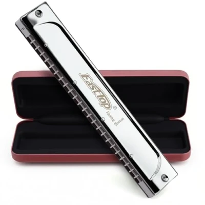 Image of East top 24 Holes Professional Tremolo Harmonica Key of F, T2406S Harmoncia For Adults, Band Player and Students