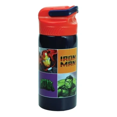 Image of OM SUPPLIES Avengers Characters Reusable Sipper Water Bottle Drink with built in handle for Easy Carry School Lunch Kids Childrens 500ml (Avengers)