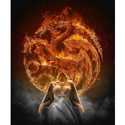 Image of GerRit DIY 5D Diamond Painting Kits for Adults Kids,Game of Thrones,Full Round Embroidery Cross Stitch Crystal Rhinestone Pictures Arts Craft Home Wall Decoration 30x40cm