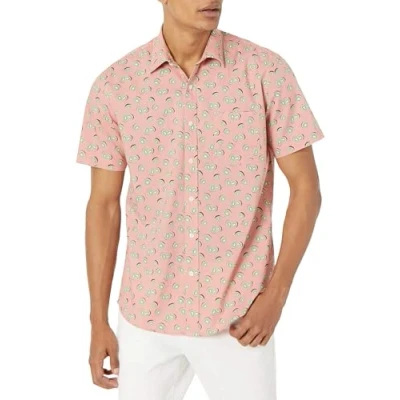 Image of Amazon Essentials Men&#039;s Regular Fit Short Sleeve Print Shirt, Pink Fruit, M
