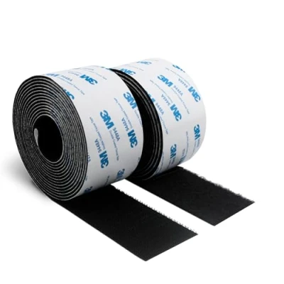 Image of 3M Hook and Loop Self Adhesive Tape 50MM x 9448A Sticky Back Interlocking Nylon Fabric Fastener Heavy Duty Adhesion Strip Black