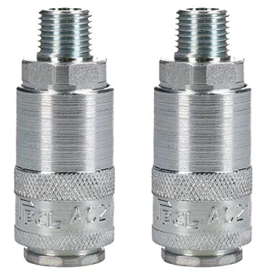 Image of 2 PK Air Line Hose Fittings Female Quick Release Fitting ONE Touch 1/4