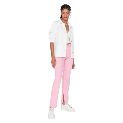 Image of Trendyol Women High Waist Straight Leg Flare Jeans Pink
