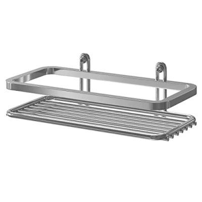 Image of Satina Single Rectangle Chrome Shower Caddy 25x11x4cm Made in Sweden