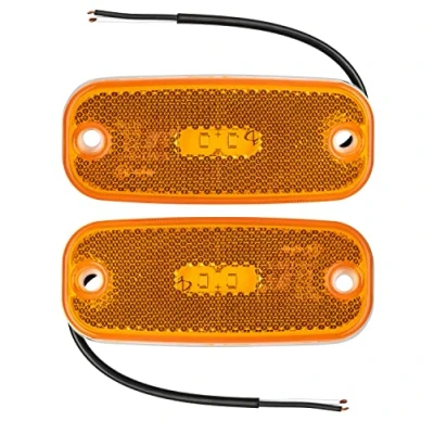 Image of 2 x LED Side Marker Light Orange 12 and 24 Volt Position 110 46 mm Hole Spacing 90 with E Mark for Car Truck Trailer Caravan