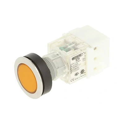Image of Schlegel 23.000.458 Push Button Stainless Steel, Cap Yellow, Contact Sensor 1 N/O Contact, Screw Connection
