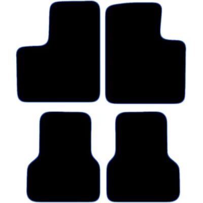 Image of Carsio Carpet Car Mats For Fiat Doblo 2001 2010 Tailored Fit Floor Mat Set Complete Accessory Black Custom Fitted All Weather, Anti Slip Backing &amp; Blue Trim