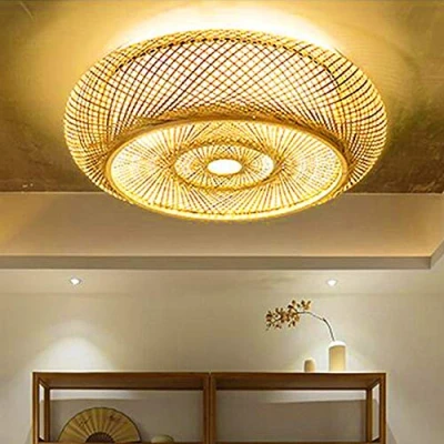 Image of Bamboo Ceiling Light Natural Rattan Pendant Lamp Creative Handmade Lampshade Chandelier E27 Lighting Restaurant Bedroom Living Room Cafe Bar Study Office Teahouse,50cm