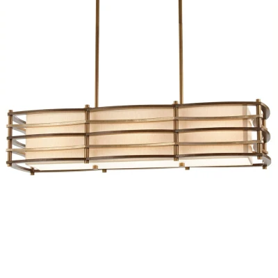 Image of Moxie 3 Light Pendant Bar Island Chandelier Bronze, Beige, E27
