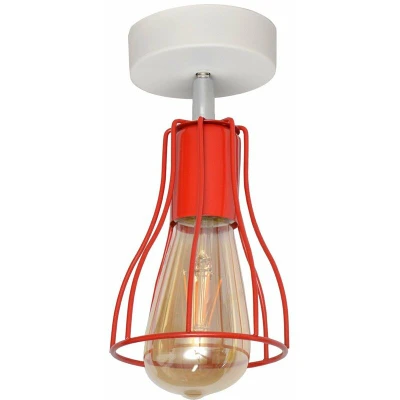 Image of Helam Tube Semi Flush Light White, Red 10cm