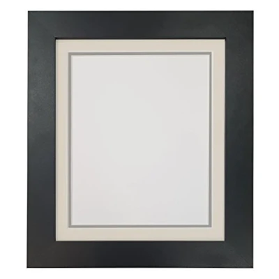 Image of Metro Black Photo Picture Poster Frame with Double Light Grey on Dark Mount 50 x 40 cm for Image Size 30