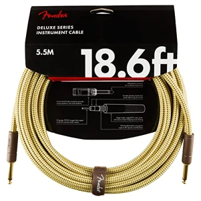 Image of Fender Deluxe Series Instrument Cable 18.6 ft STR/STR Tweed