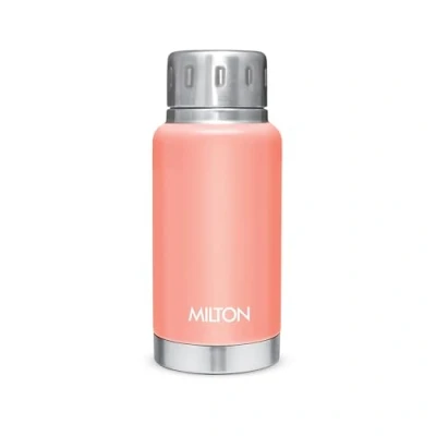 Image of Milton Insulated Water Bottle 5.4 oz (160 ml) Stainless Steel Double Walled Vacuum Flask Hot and Cold Drinks, Leak Proof Simple Screw Lid, Office, Gym, Elfin 160 Peach