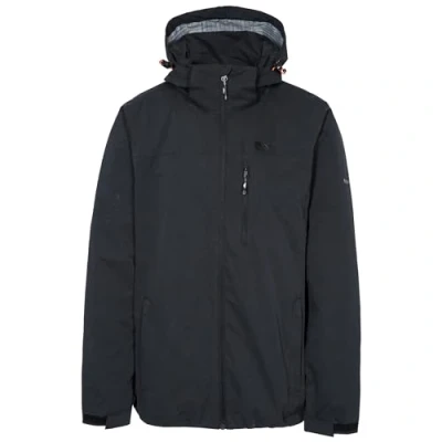 Image of Trespass Men&#039;s Weir Waterproof Rain Jacket With Concealed Hood, Black, XL UK