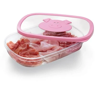 Image of Snips Cold Cuts Saver, Deli Meat Food Storage Containers 1.5 L Pink Color, Made In Italy