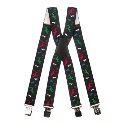 Image of Olata Adjustable Ski Salopette Braces/Suspenders (Black/Multi) 4cm (Adult). X Shape