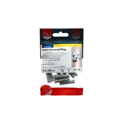 Image of 11x TIMCO Nylon Universal Plugs 725411 Pack of 20