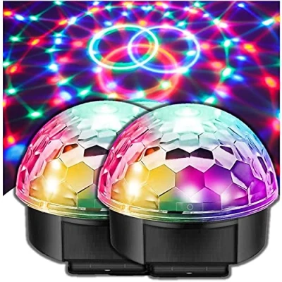 Image of MoonBeam Multi Colour LED Disco Ball Party Light (Pair)