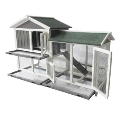Image of BUNNY BUSINESS The Grove Grey Double Decker Rabbit/Guinea Pig Hutch and Run EXTRA DEPTH WITH FLOOR (GREY GROVE, NO COVER)