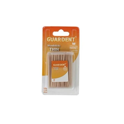Image of Guardent Dental Thin Toothpicks and Biodegradable Woodsticks Plaque Remover Fresh Effect Mint &amp; Fluoride Flavor 100 Picks