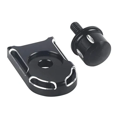 Image of Qiilu Motorcycle Rear Seat Bolt Tab Cover, Black Aluminum, Universal Fit for Harley