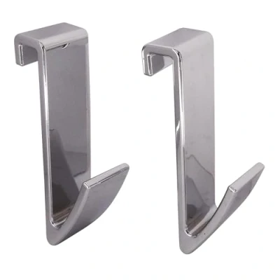 Image of SOMATHERM for YOU, Set of 2 Chrome Flat Tube Towel Rail Hooks Ideal Hanging Towels Stylish and Modern Finish Practical Decorative