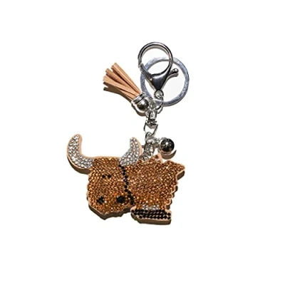 Image of Scottish Saltire Multi Keyring Keychain Scotland Bag Charm (Highland Cow Diamante)