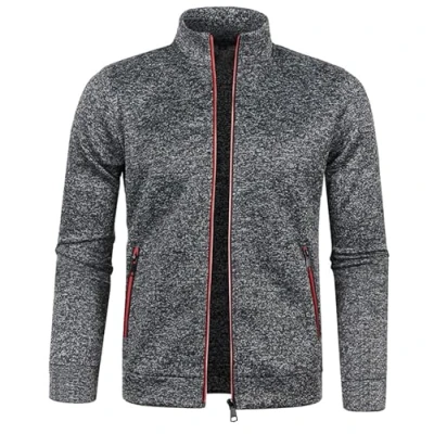 Image of CAZOY Mens Lightweight Full Zipper Coat Jacket Open Front Stand Collar Cardigan Sweater Jumper with Pockets Men Long Sleeve Zip Up Sweatshirt Pullover Tops for Gym Fitness Dark Grey UK Size 12
