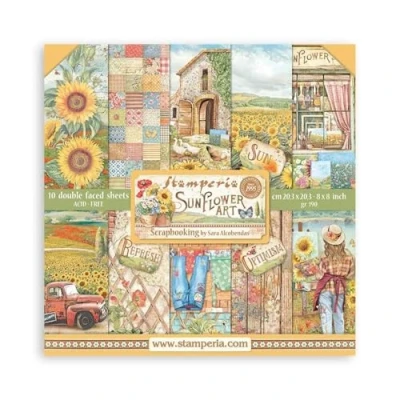 Image of Scrapbooking Small Pad 10 Sheets cm 20.3 x (8 8 Inches) Sunflower Art