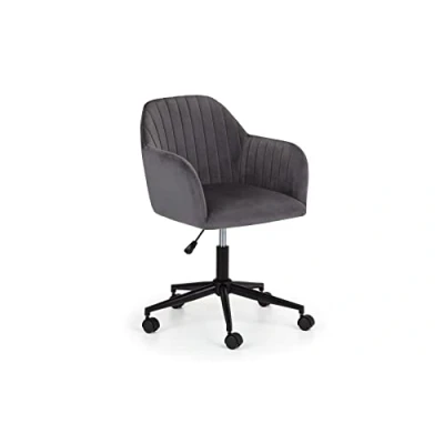 Image of Julian Bowen Kahlo Velvet Swivel Office Chair Grey/Black, Metal, Height: 96, Width: 56.5, Depth: 62cm