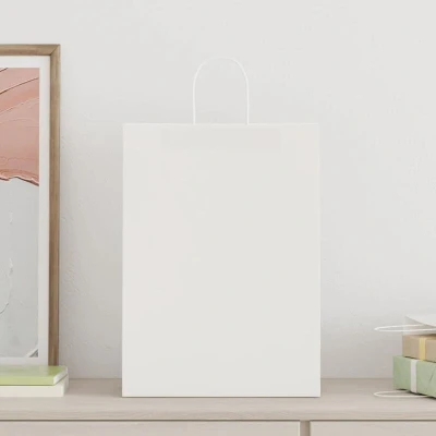Image of vidaXL Paper Bags 250 pcs with Handles White 32x17x44 cm