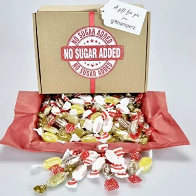 Image of Sugar Free Sweet Hamper Gift Box Diabetic Assorted Variety Fruit Drops Sherbet Lemons Mint Selections