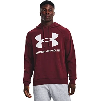 Image of Under Armour Men&#039;s Fleece Tops Ua Rival Big Logo Hoodie, Chestnut Red, 1357093 690, XXL